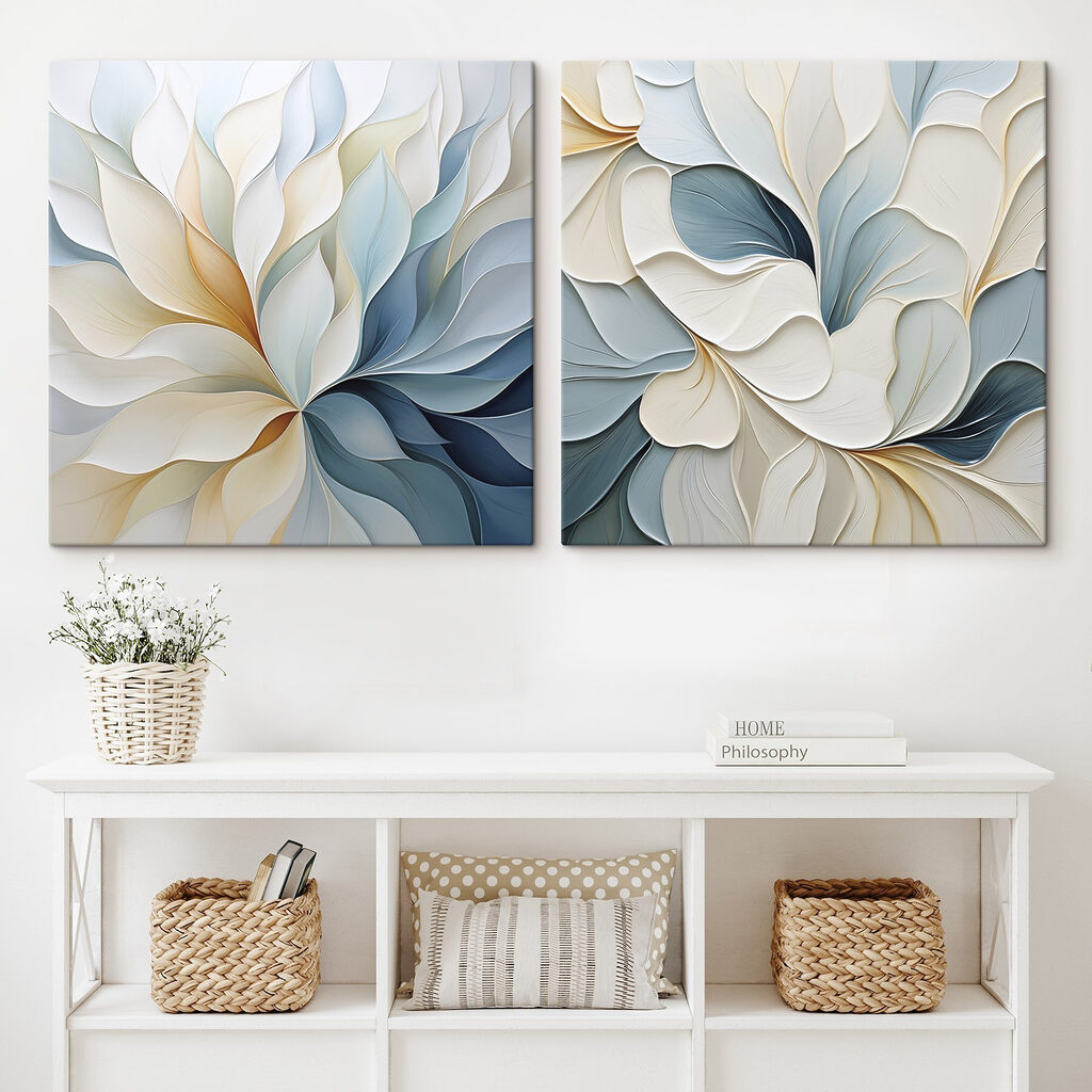 Vloeiende ontwerpen in zachte kleuren in een interieur