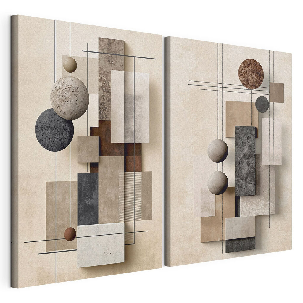 Collage van kunstwerken met verschillende vormen en kleuren — productweergave
