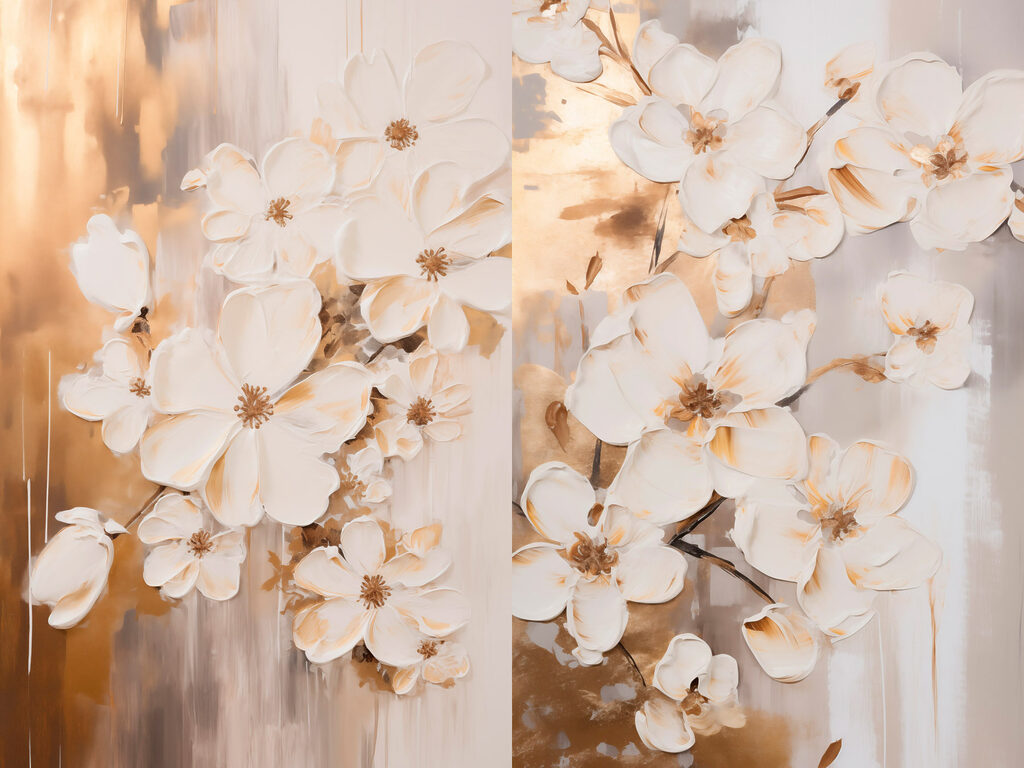 Verfijnde bloemen in zachte tinten — volledig ontwerp