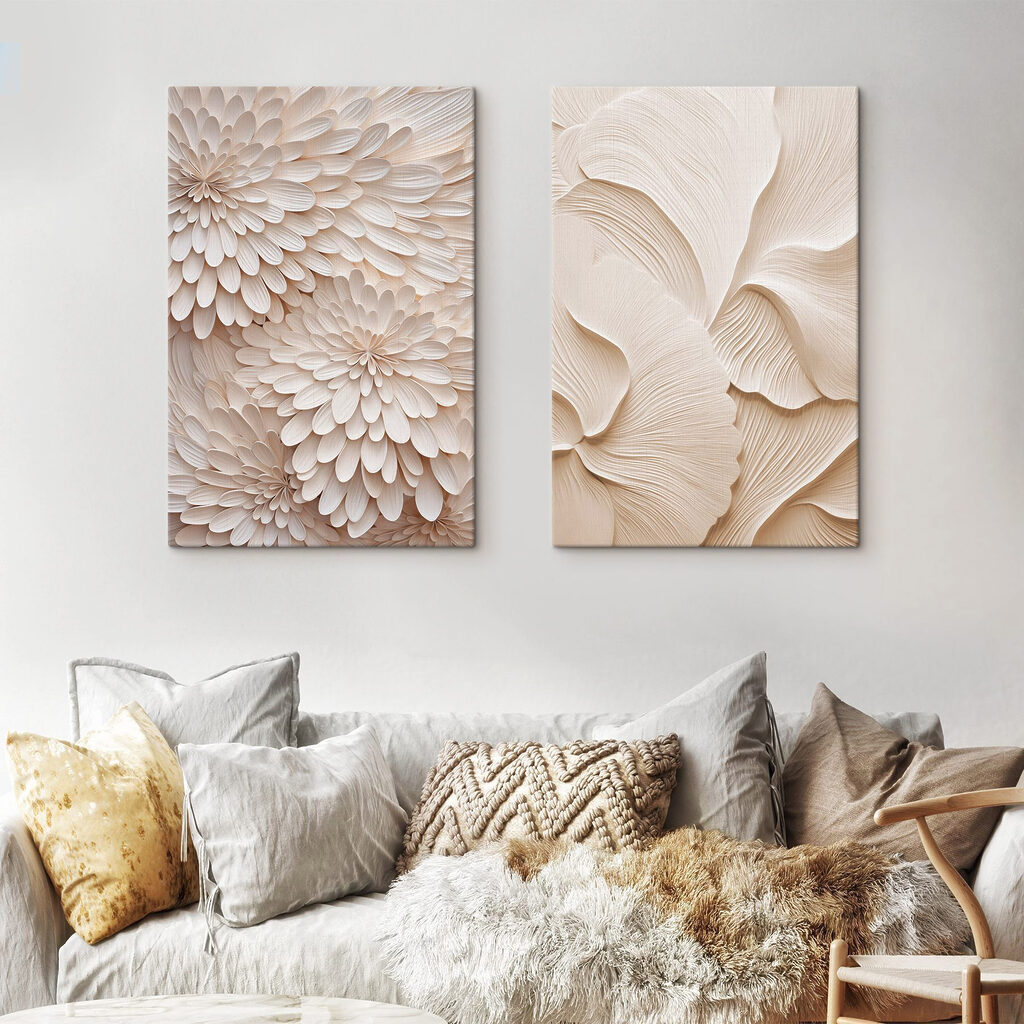 Collage van witte bloemen — interieur 1
