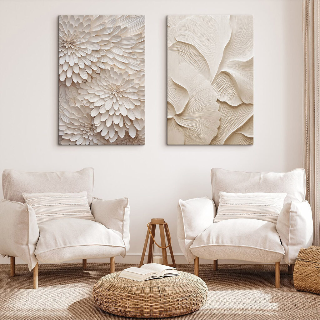 Collage van witte bloemen — interieur 2