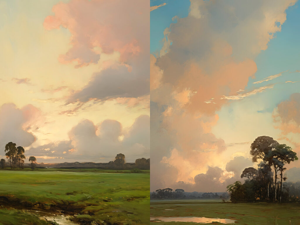 Vergelijking van een landschap — volledig ontwerp