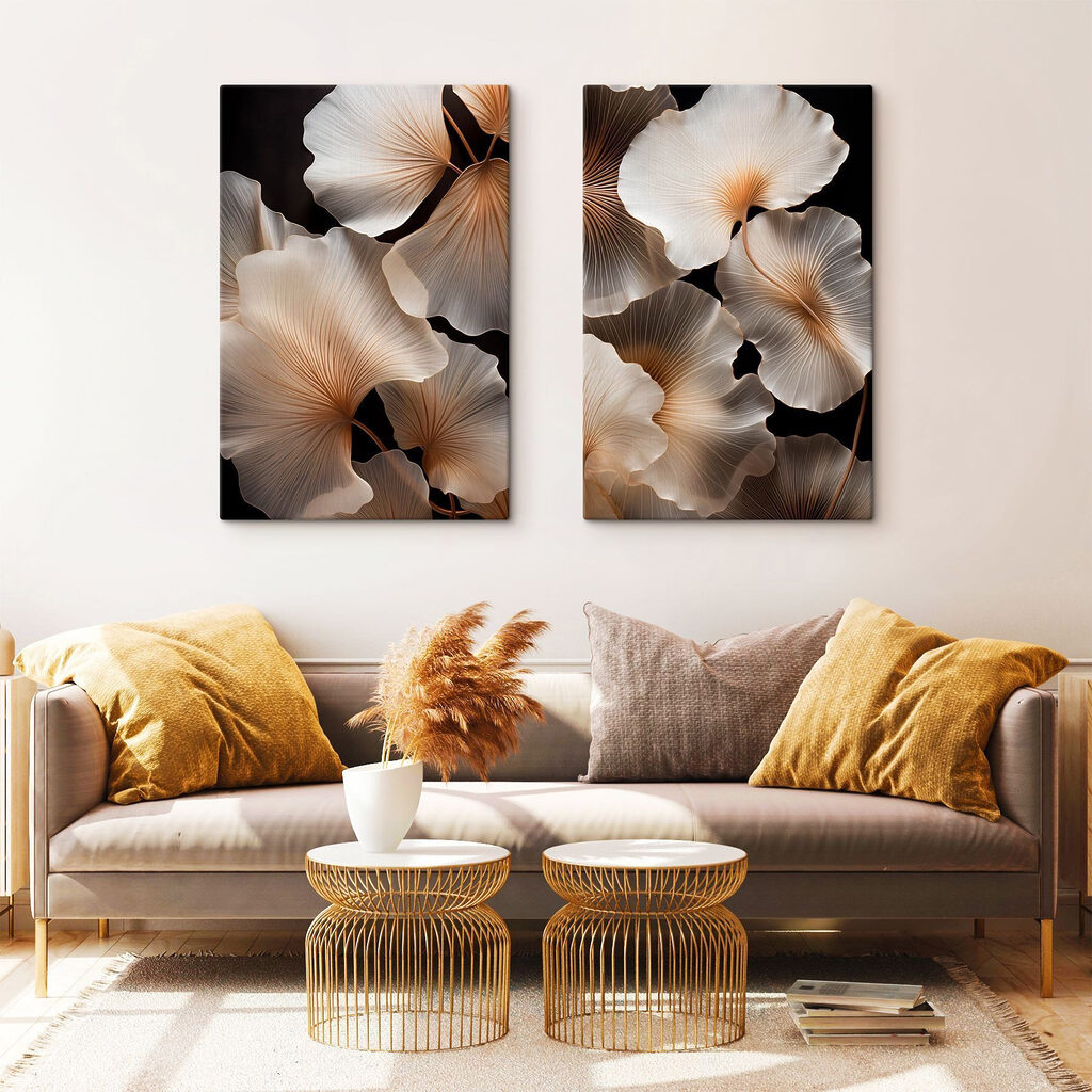 Collage van witte en bruine bladeren — interieur 1