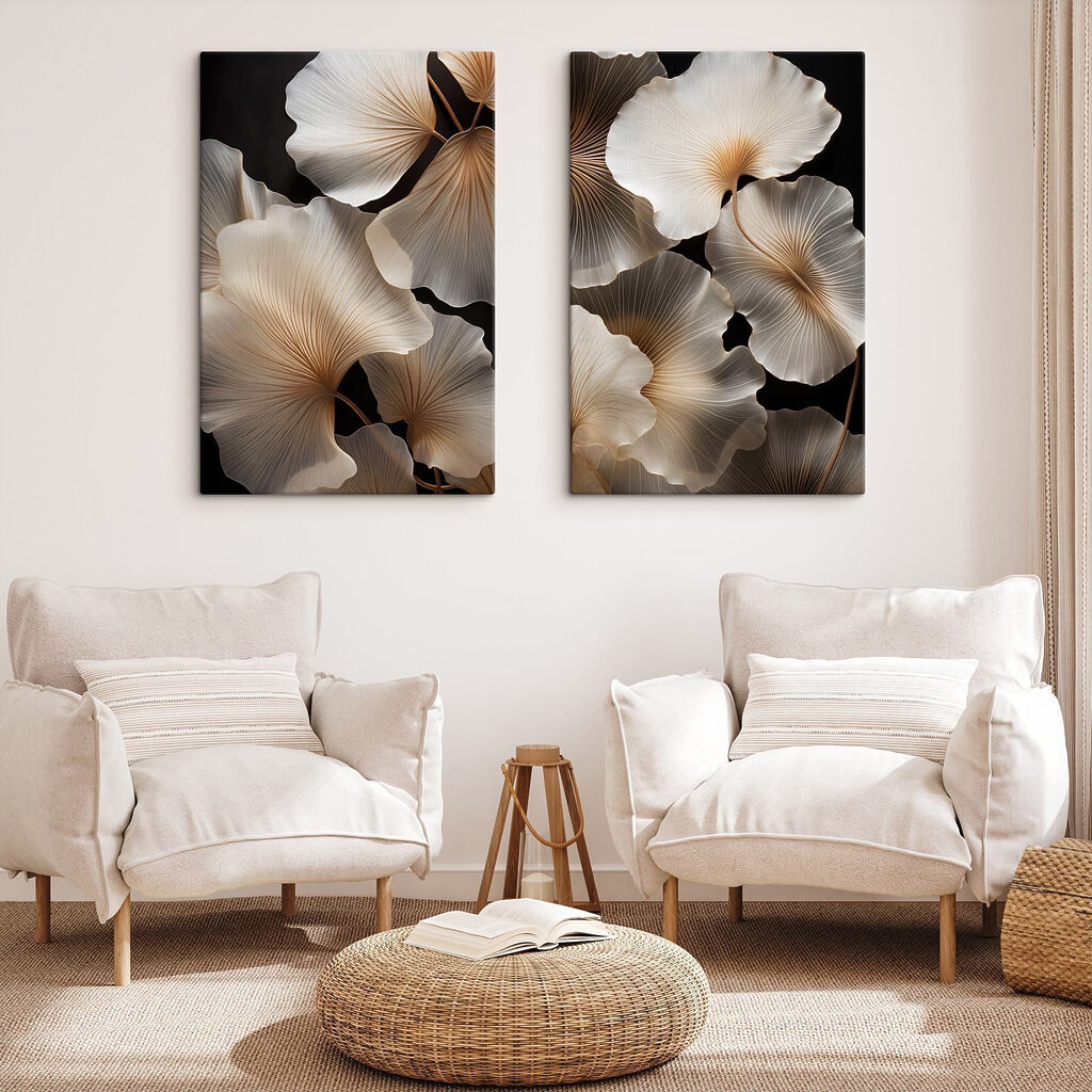 Collage van witte en bruine bladeren — interieur 2