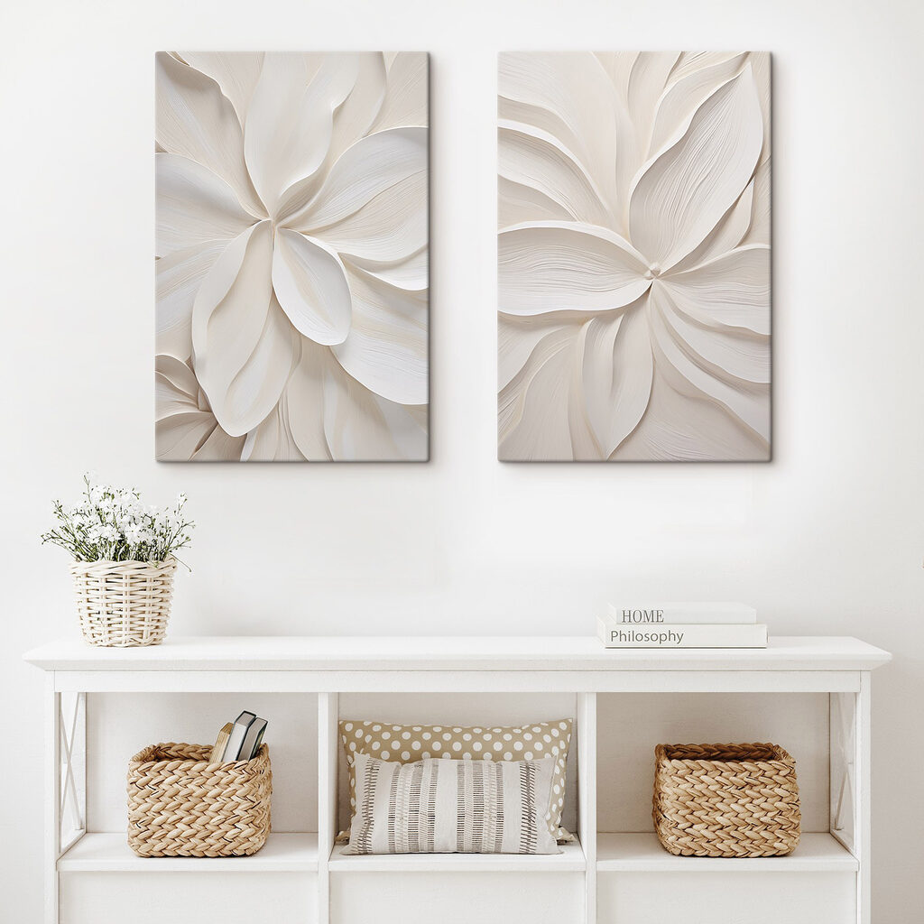 Collage van witte papieren bloemen — interieur 2