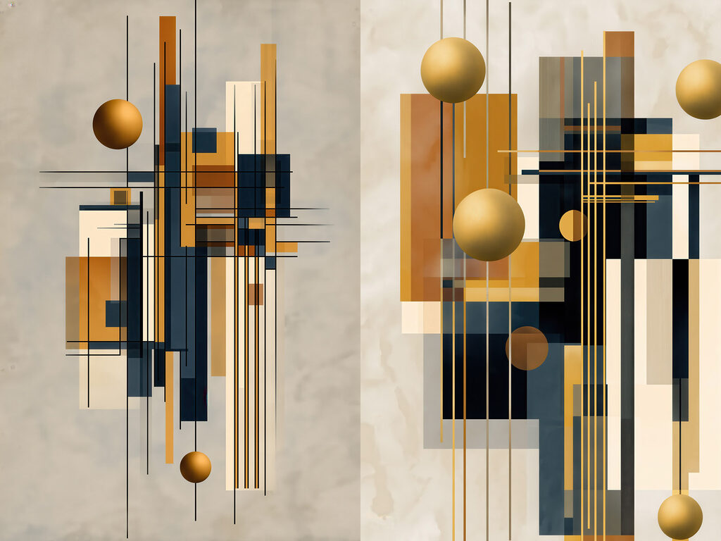 Collage van kunst met cirkels en lijnen — volledig ontwerp