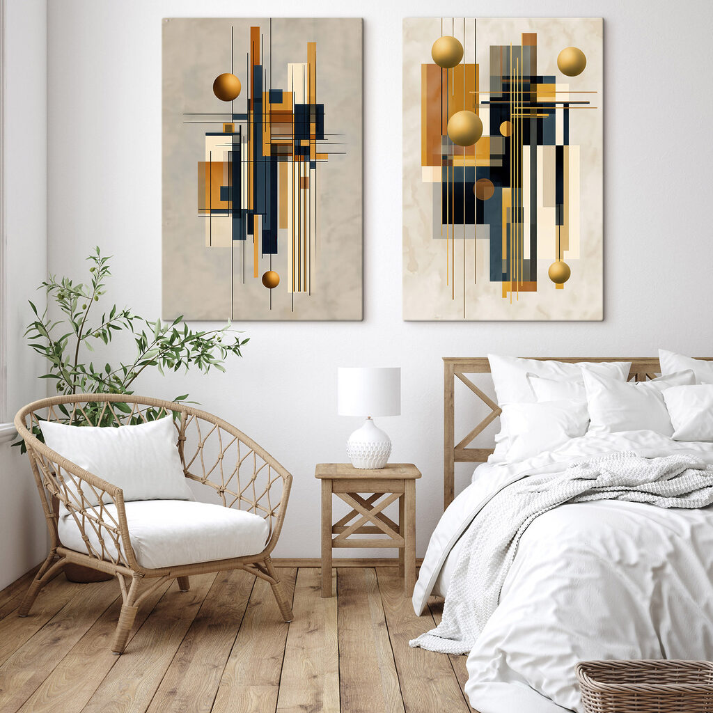 Collage van kunst met cirkels en lijnen — interieur 1