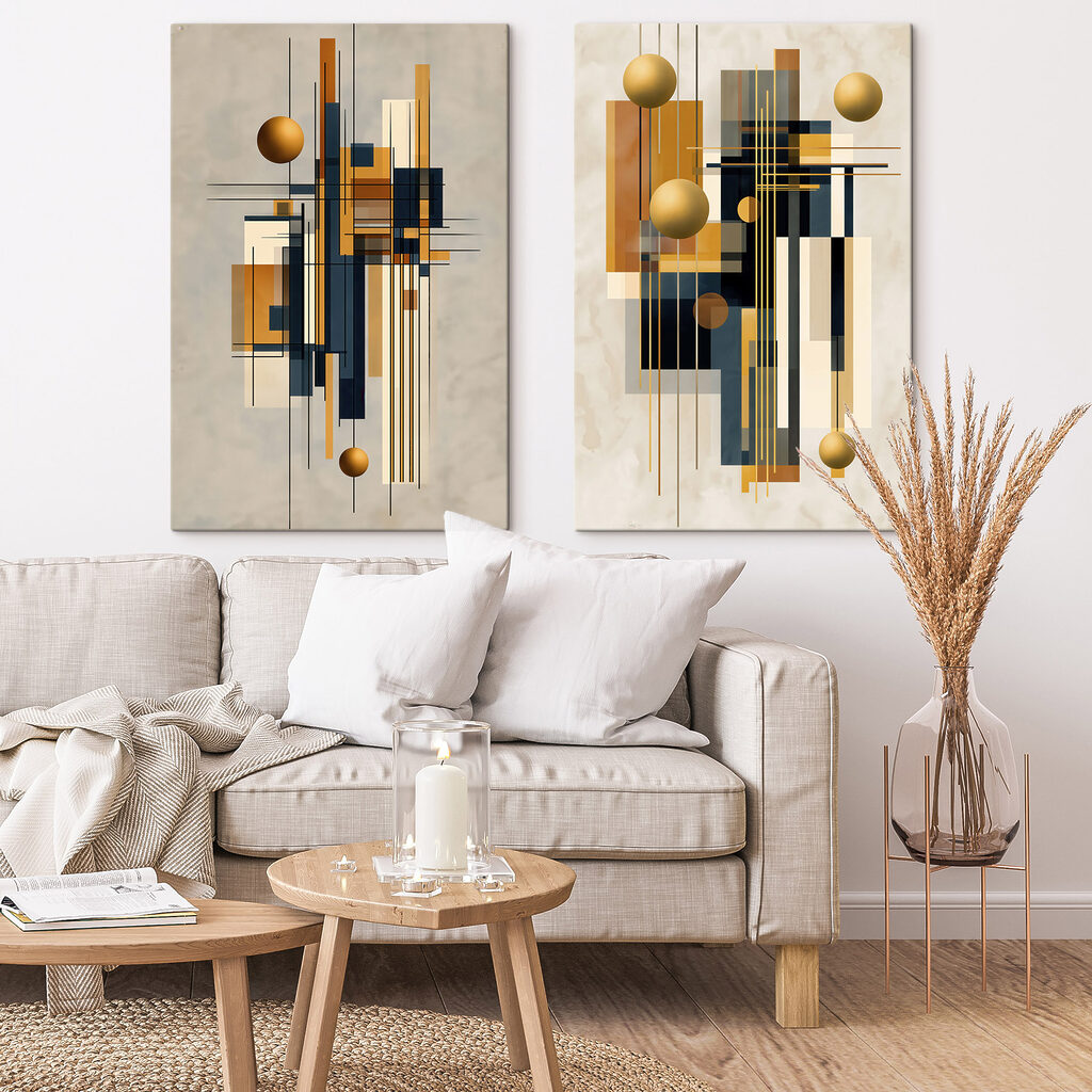Collage van kunst met cirkels en lijnen — interieur 2