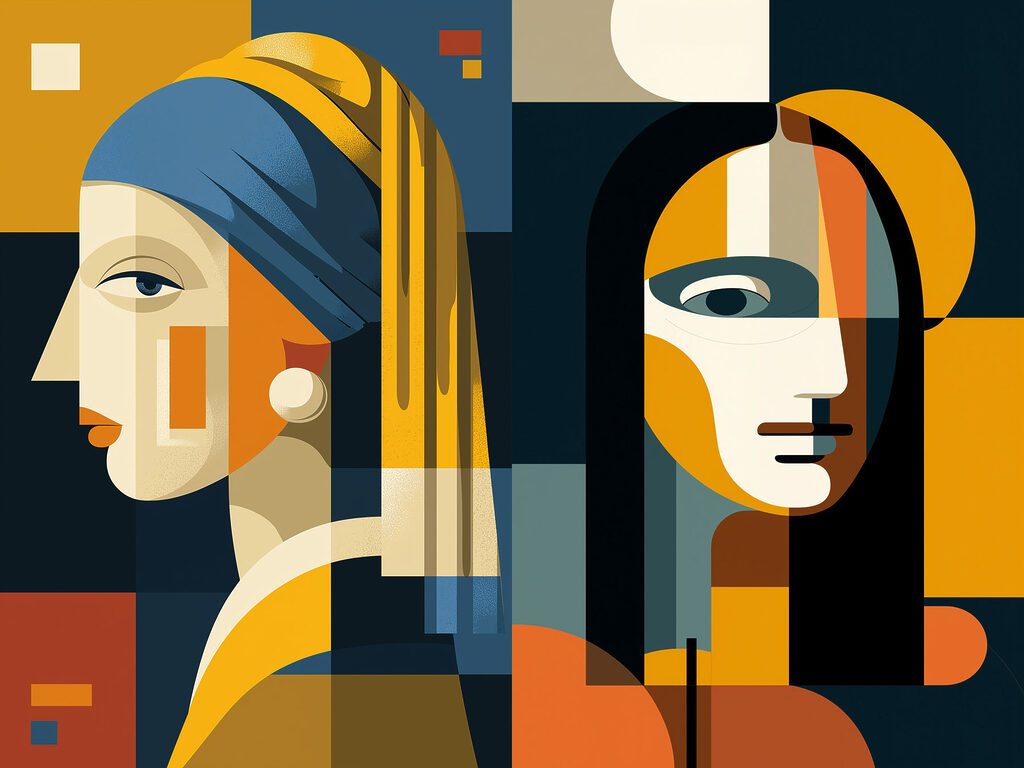 Een paar gezichten van vrouwen — volledig ontwerp