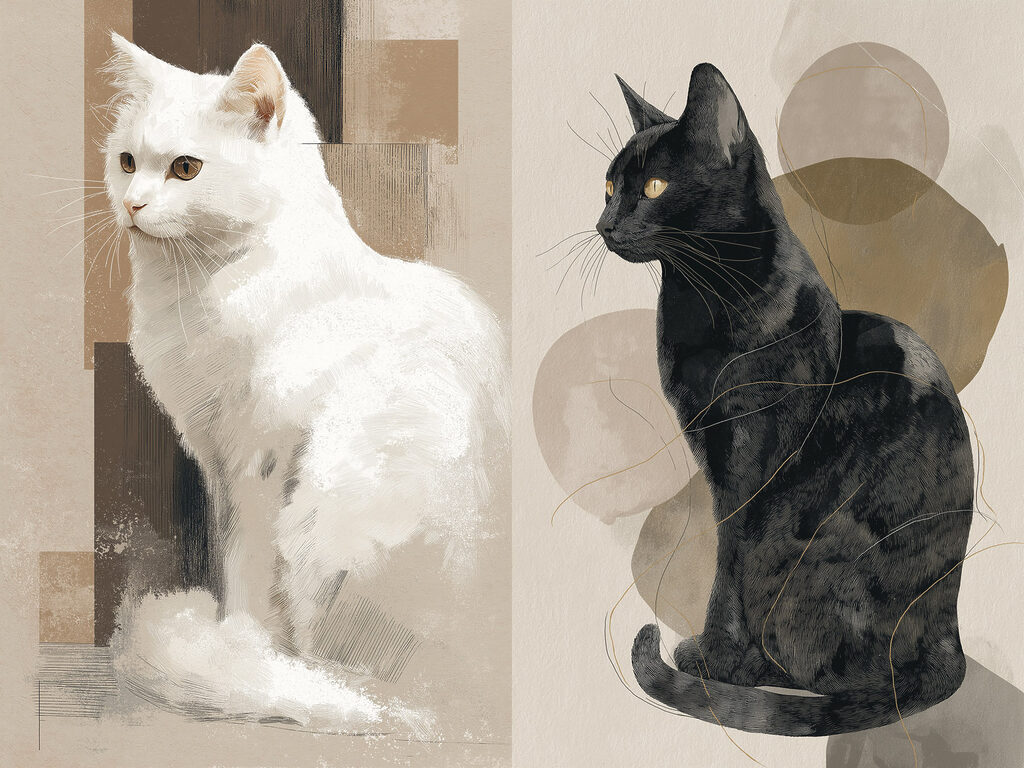 Witte kat en zwarte kat — volledig ontwerp