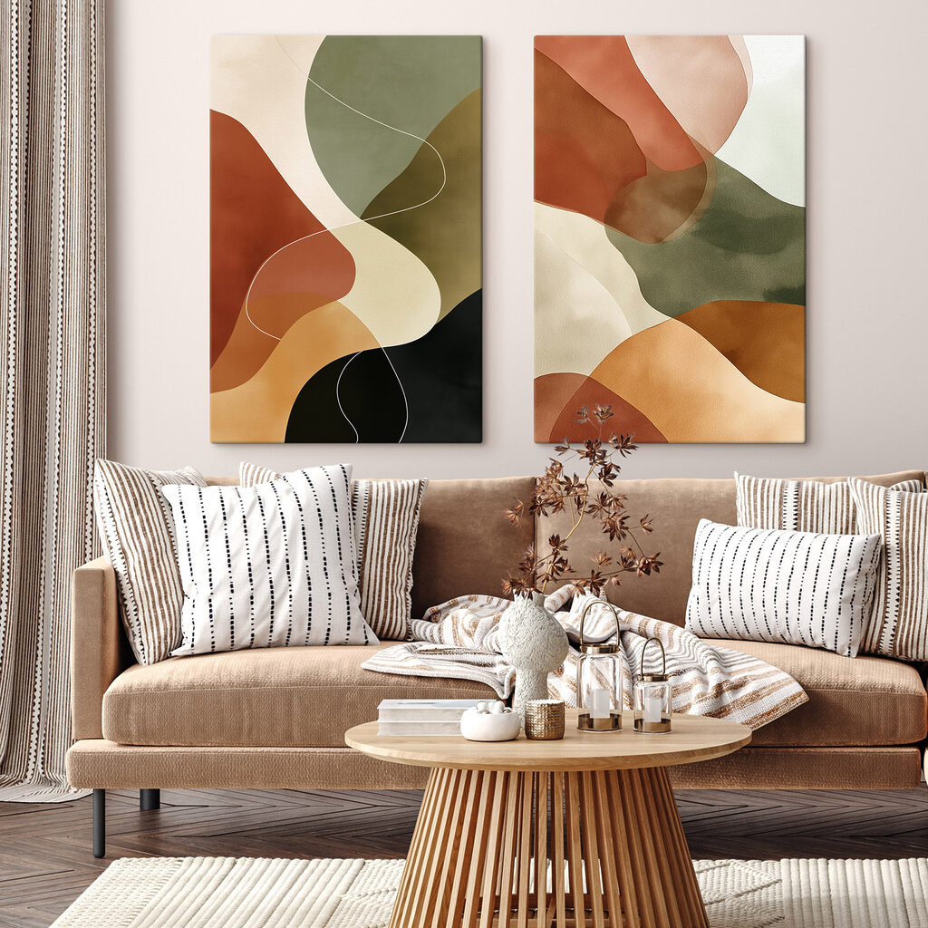 Rustige abstracte vormen in warme tinten — interieur 2