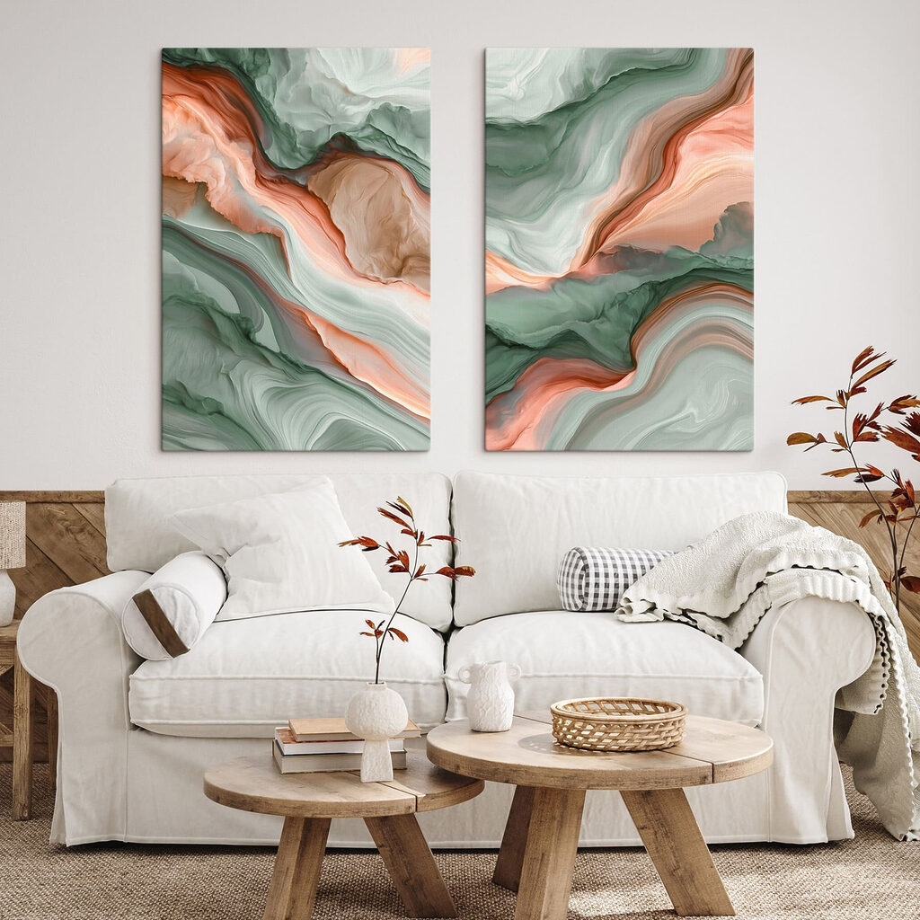 Vloeiende kleuren in harmonieuze golven in een interieur