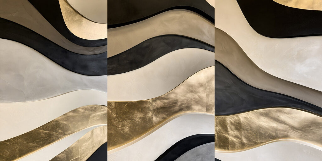 Collage van golvende patronen in verschillende kleuren — volledig ontwerp