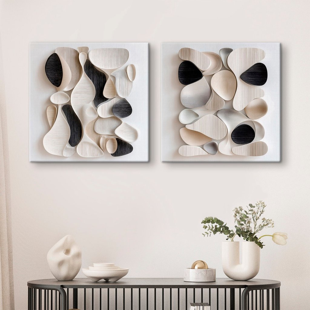 Collage van verschillende vormen in een interieur