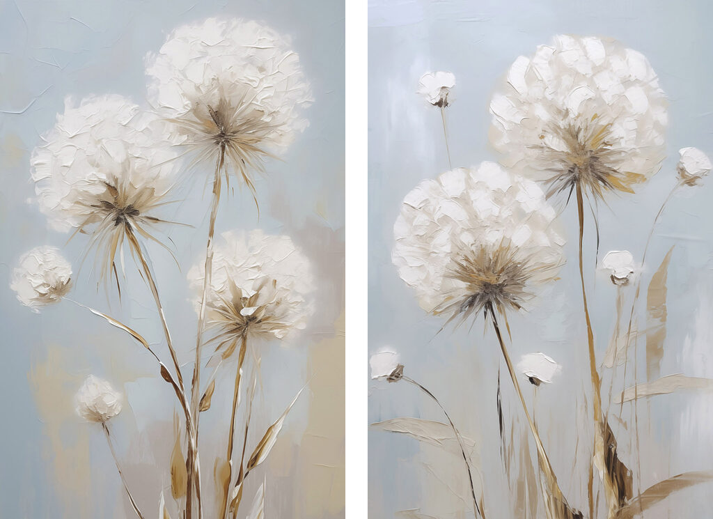 Schilderij van bloemen op een blauwe achtergrond — volledig ontwerp