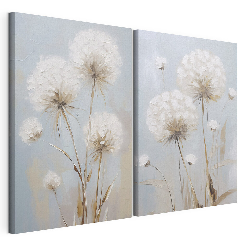 Schilderij van bloemen op een blauwe achtergrond — productweergave