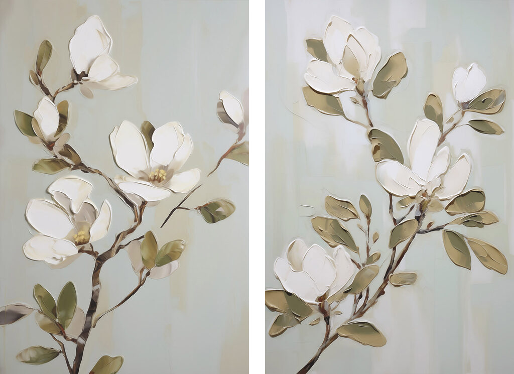 Schilderij van bloemen op een tak — volledig ontwerp