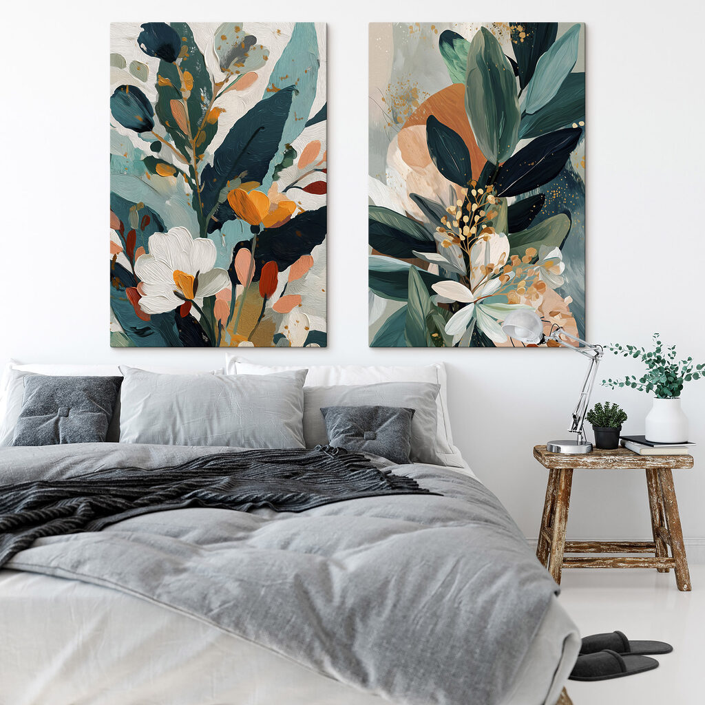 Schilderij van bloemen en bladeren — interieur 1