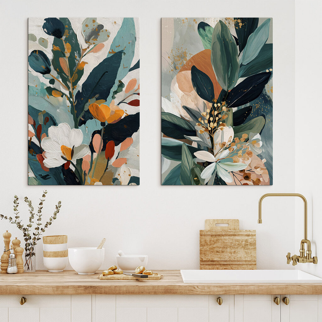 Schilderij van bloemen en bladeren — interieur 2
