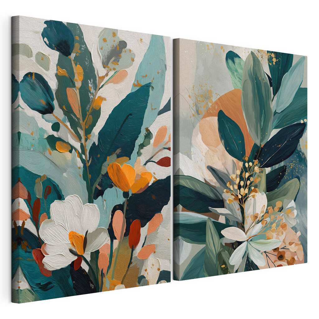 Schilderij van bloemen en bladeren — productweergave