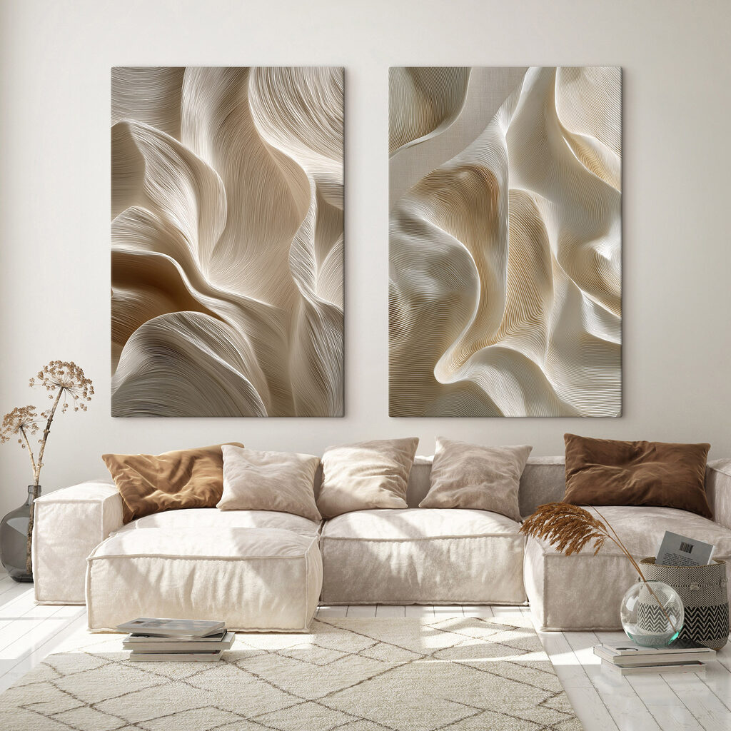 Vloeiende patronen in zachte tinten in een interieur