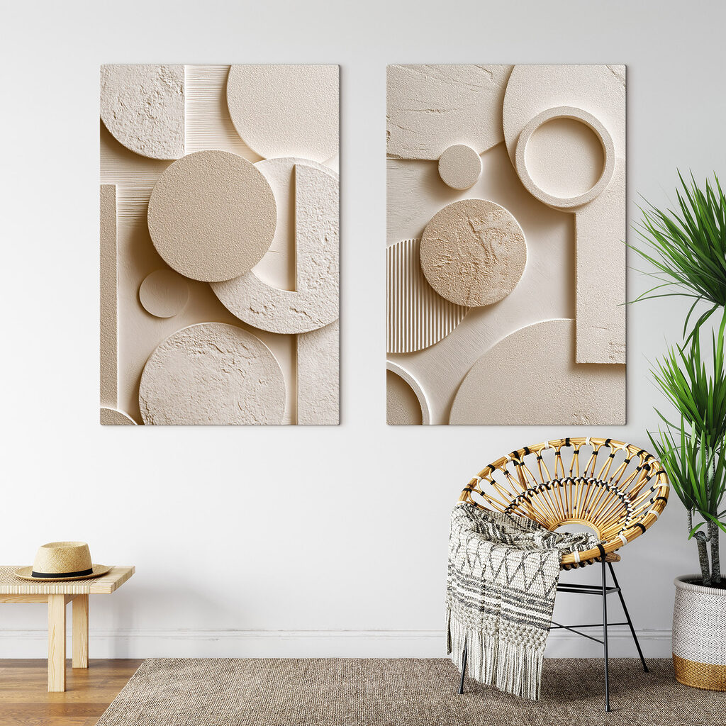 Collage van verschillende vormen in een interieur