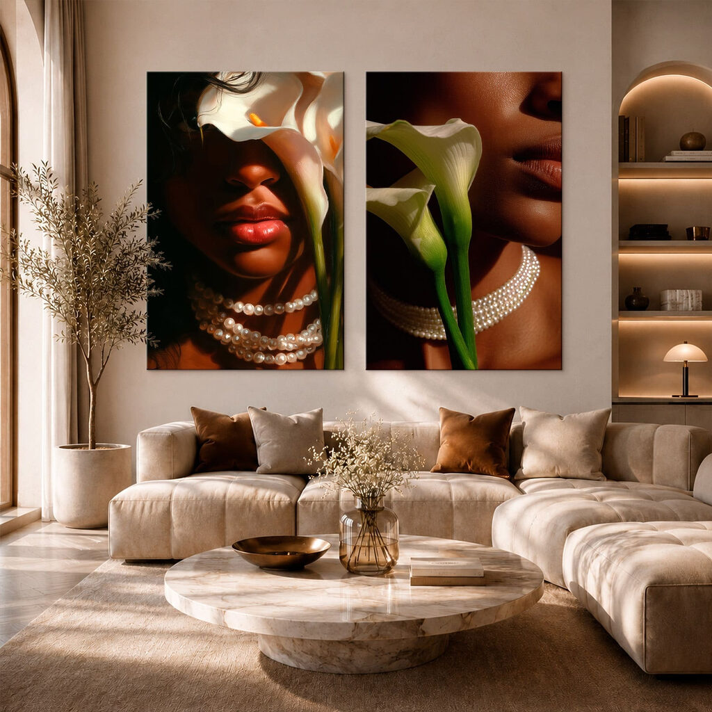 Vrouw met bloemen en kettingen — interieur 2