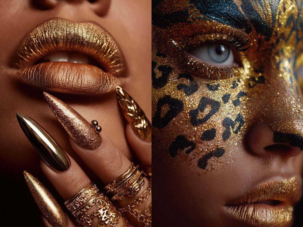 Glamoureuze details in opvallende kleuren — volledig ontwerp