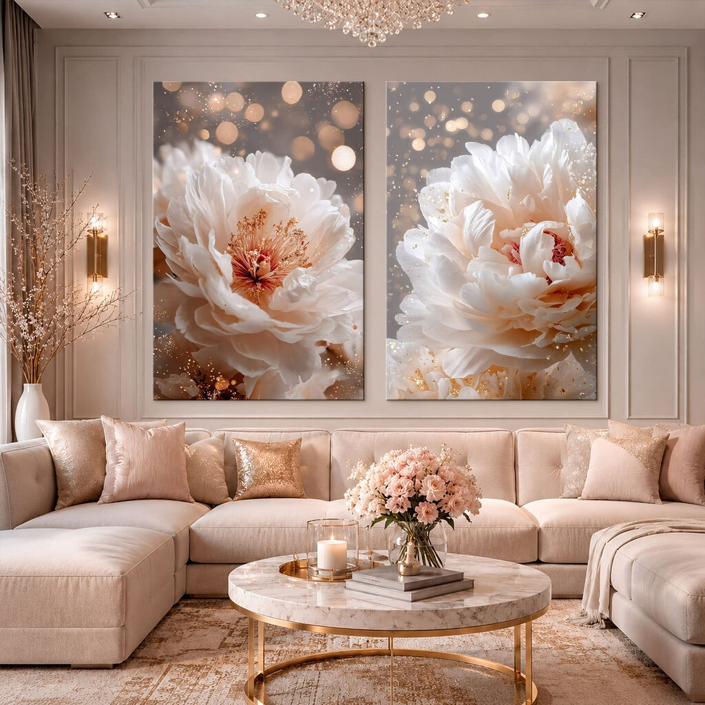 Verfijnde bloesems in zachte tinten — interieur 1