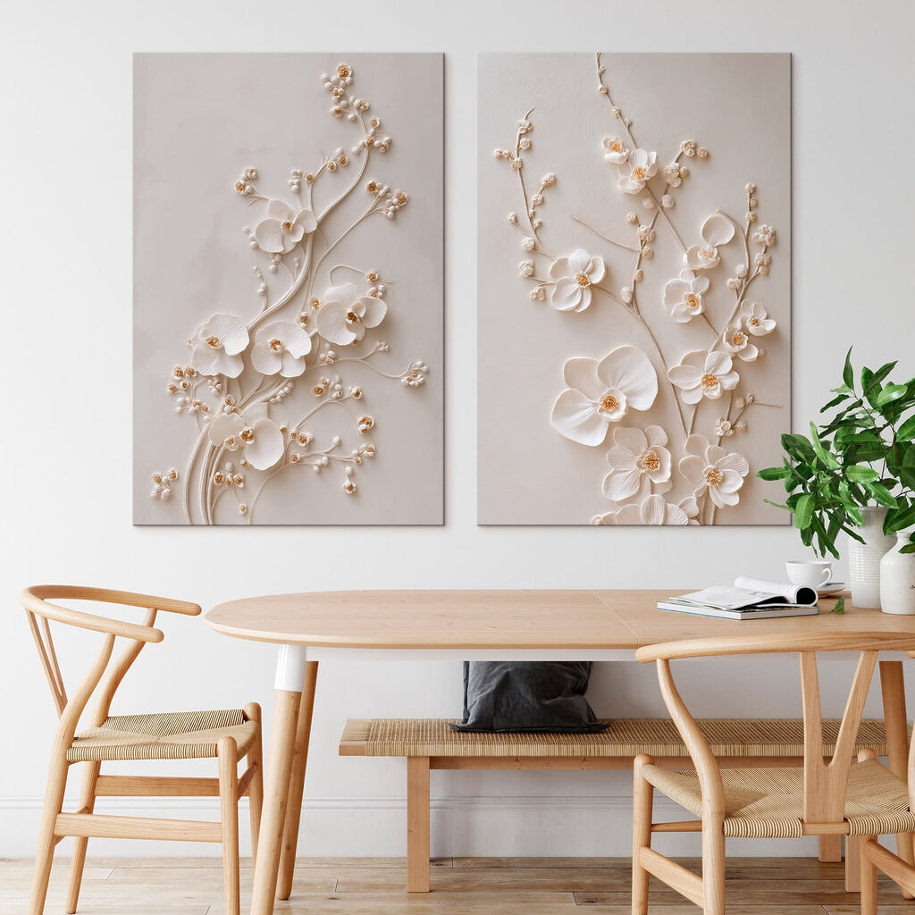Elegant bloemmotief in zachte tinten — interieur 3