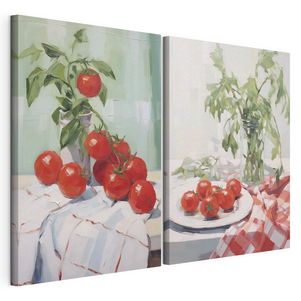 Schilderij van tomaten op een tafel — productweergave