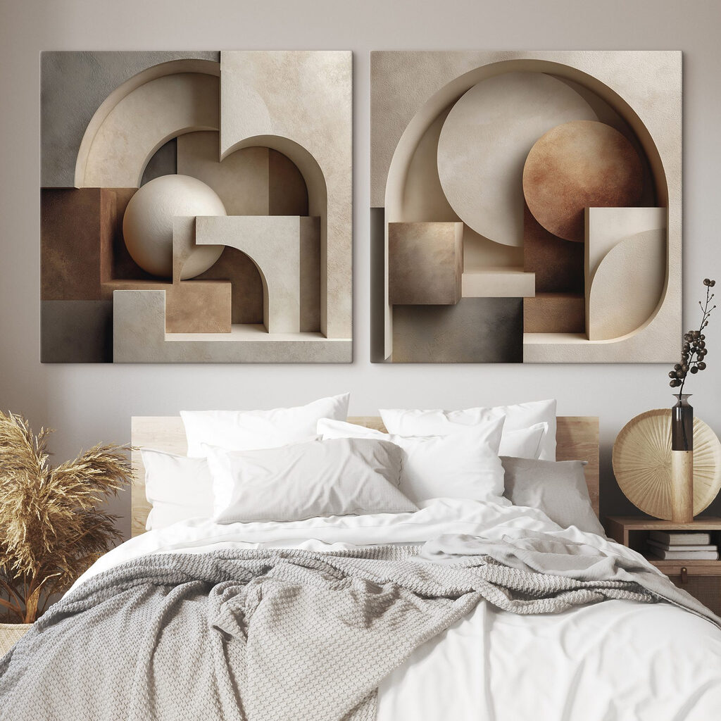 Collage van een paar voorwerpen in een interieur