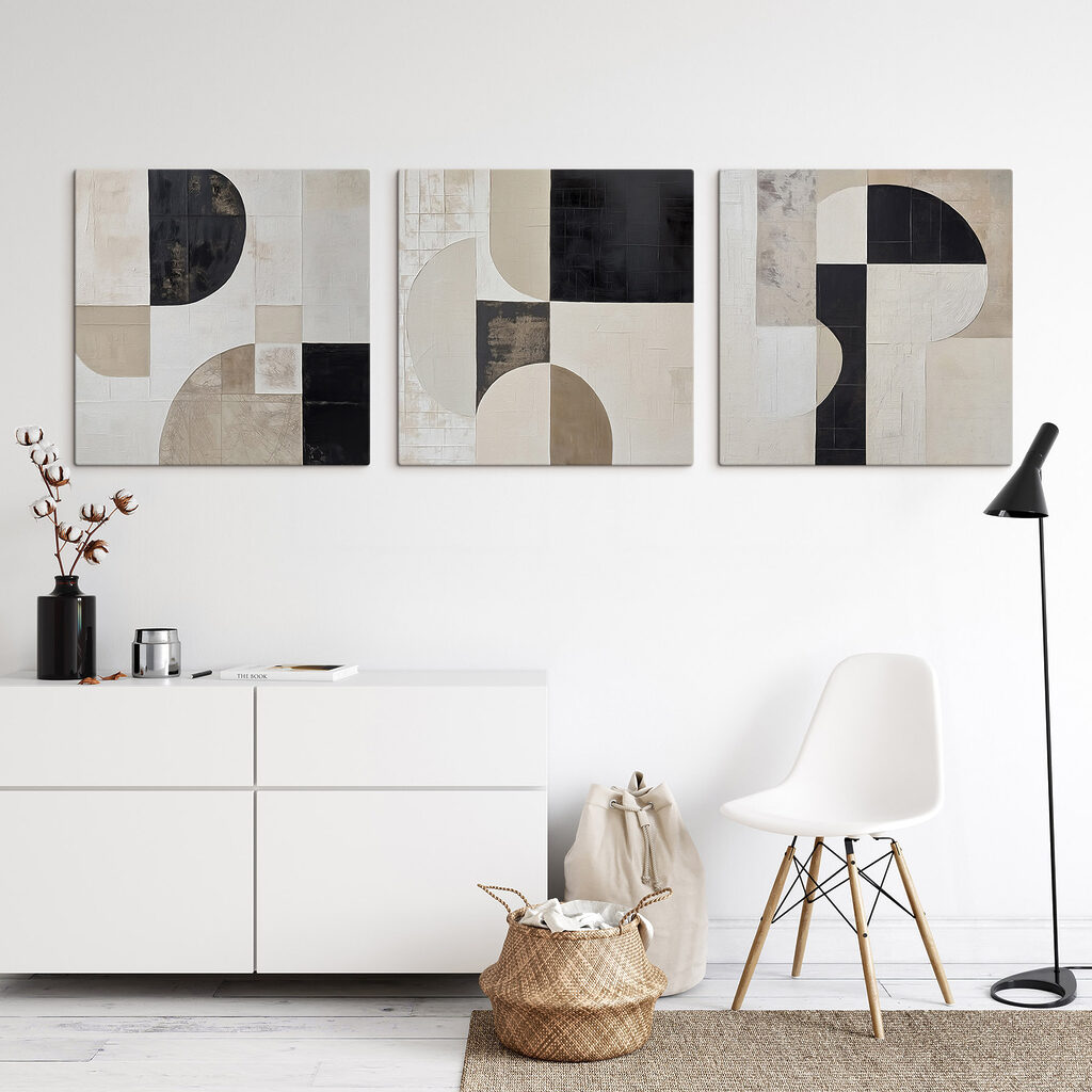 Zwart-wit geometrisch patroon in een interieur