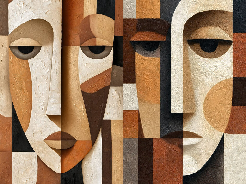 Collage van gezichten — volledig ontwerp
