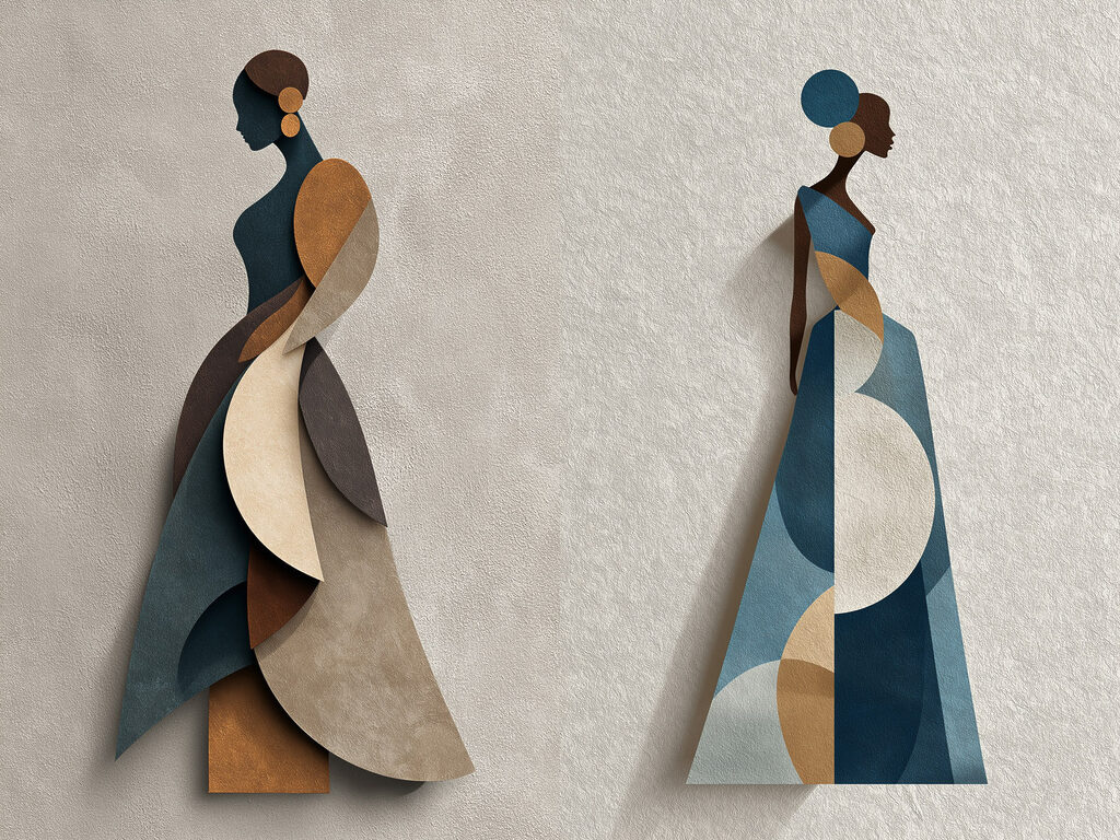 Vrouw in een jurk — volledig ontwerp