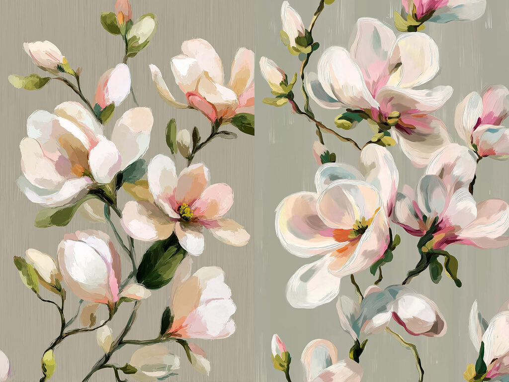Verfijnde bloemen in zachte tinten — volledig ontwerp