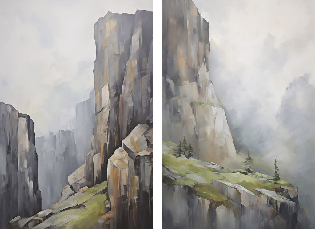 Schilderij van een berg — volledig ontwerp