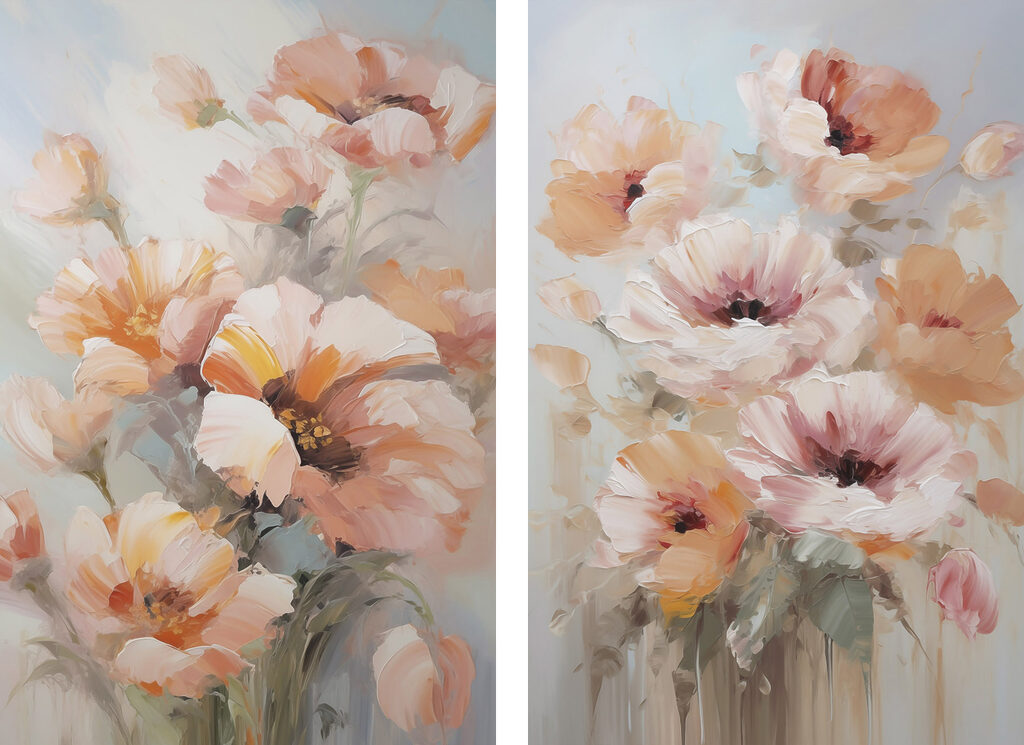 Schilderij van bloemen op een blauwe achtergrond — volledig ontwerp