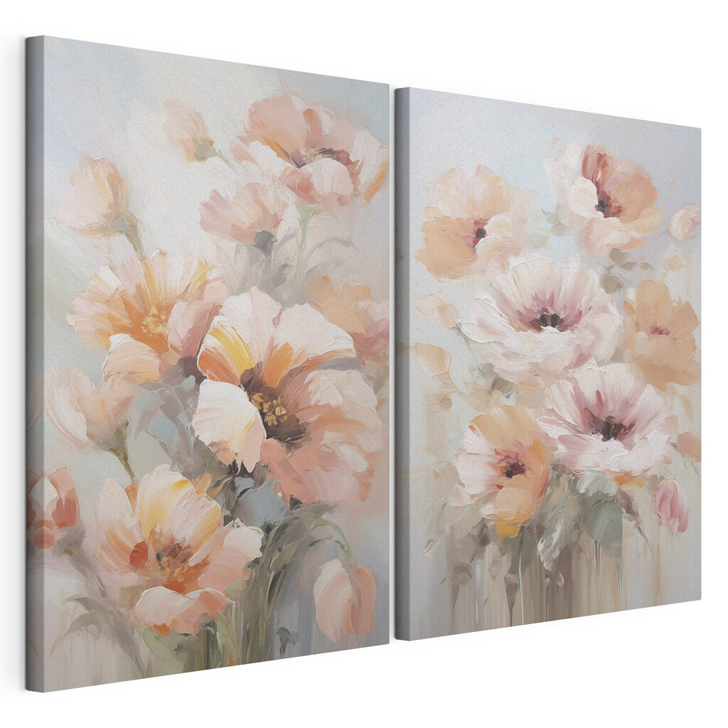 Schilderij van bloemen op een blauwe achtergrond — productweergave