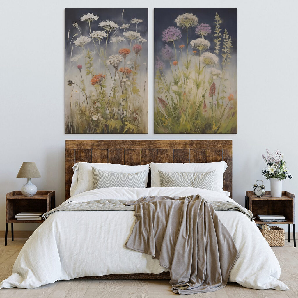 Schilderij van bloemen in een veld — interieur 1