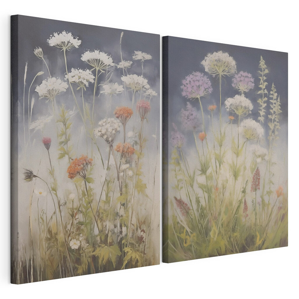 Schilderij van bloemen in een veld — productweergave