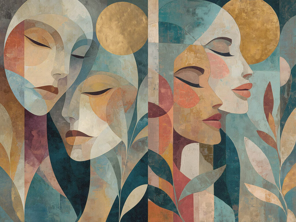 Collage van het gezicht van een vrouw — volledig ontwerp