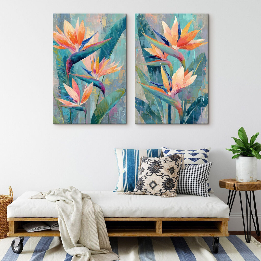 Schilderij van bloemen en bladeren — interieur 1