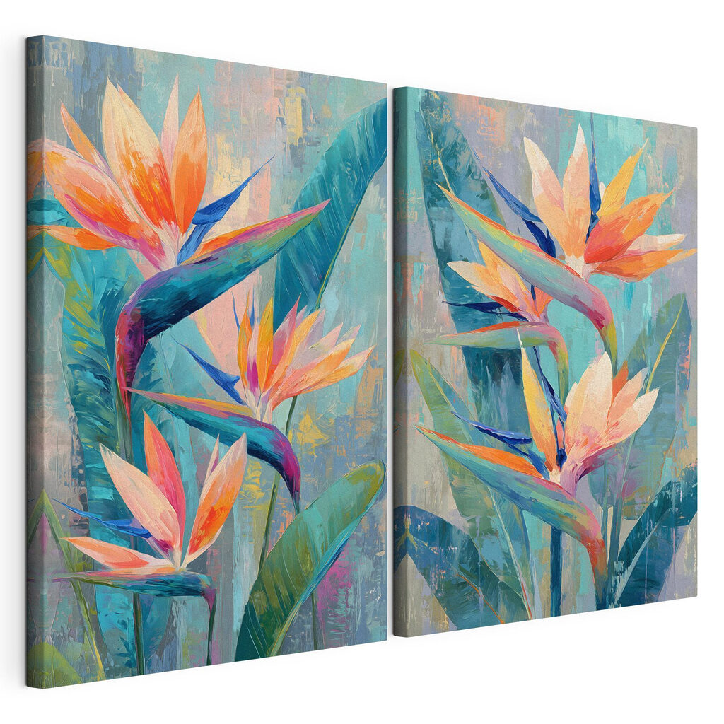 Schilderij van bloemen en bladeren — productweergave