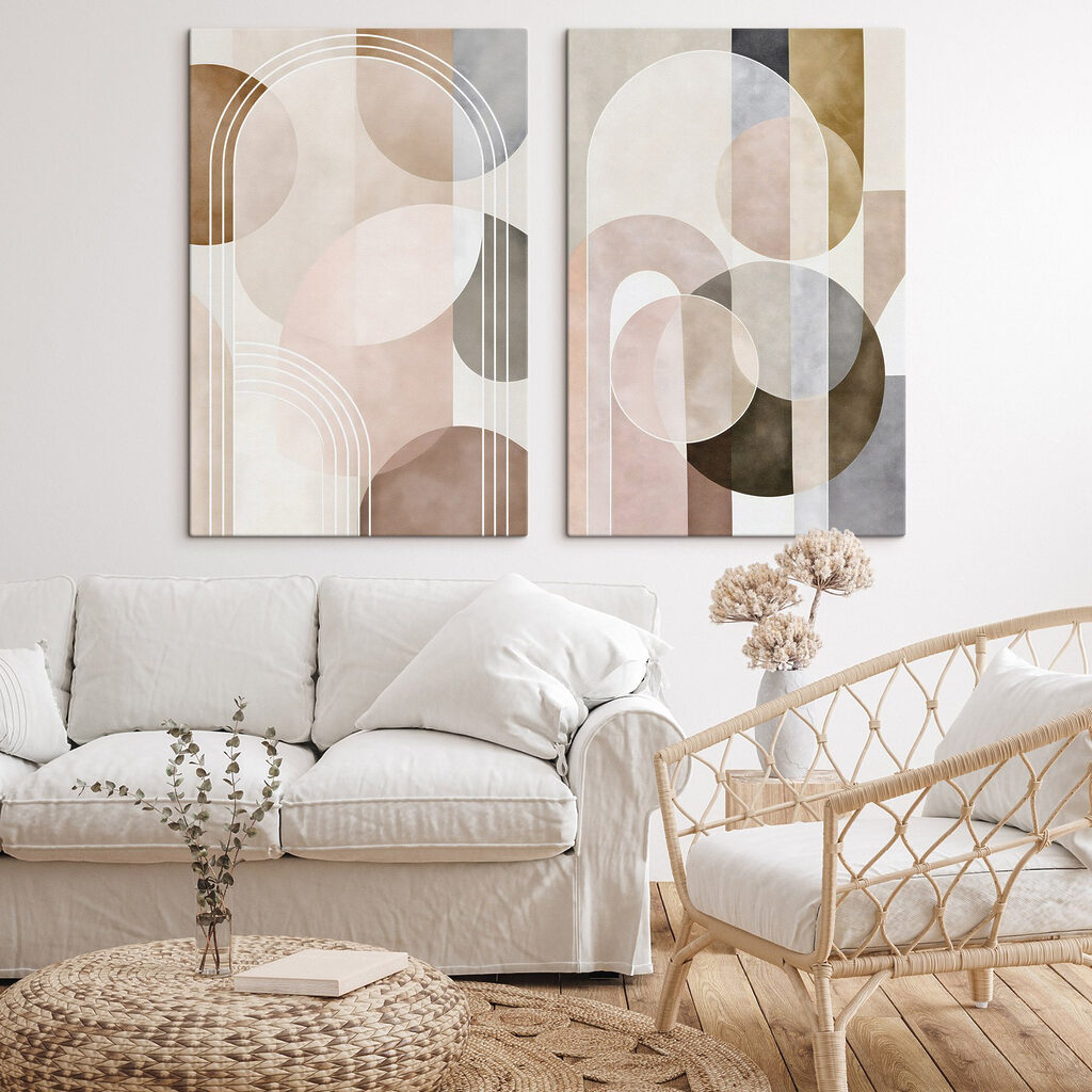 Zachte vormen in aardetinten in een interieur