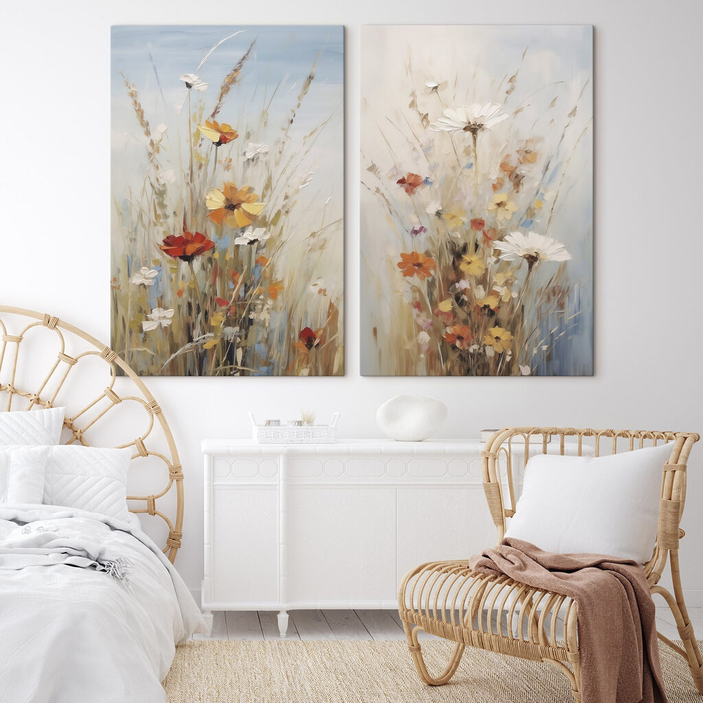 Schilderij van bloemen in een veld — interieur 1