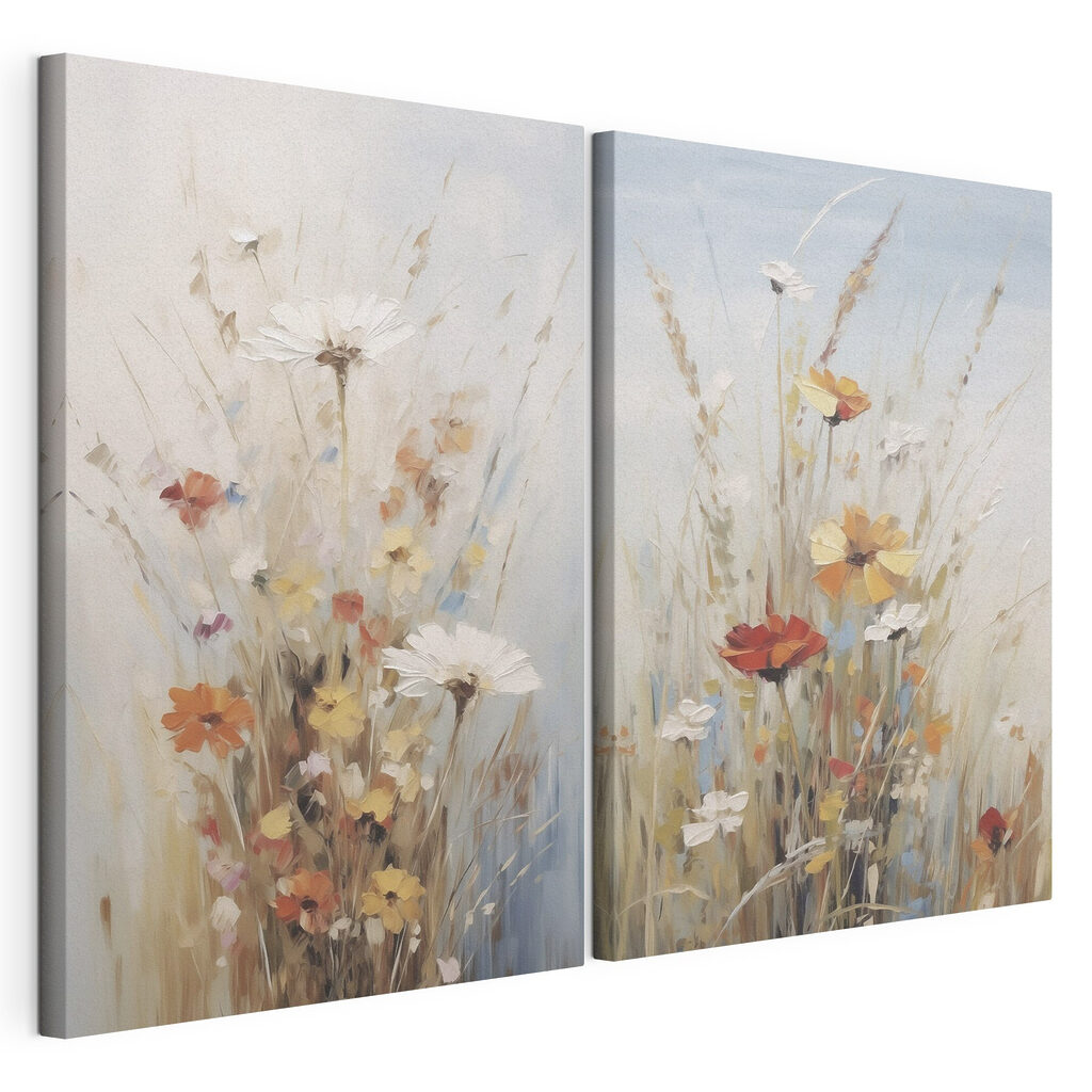 Schilderij van bloemen in een veld — productweergave