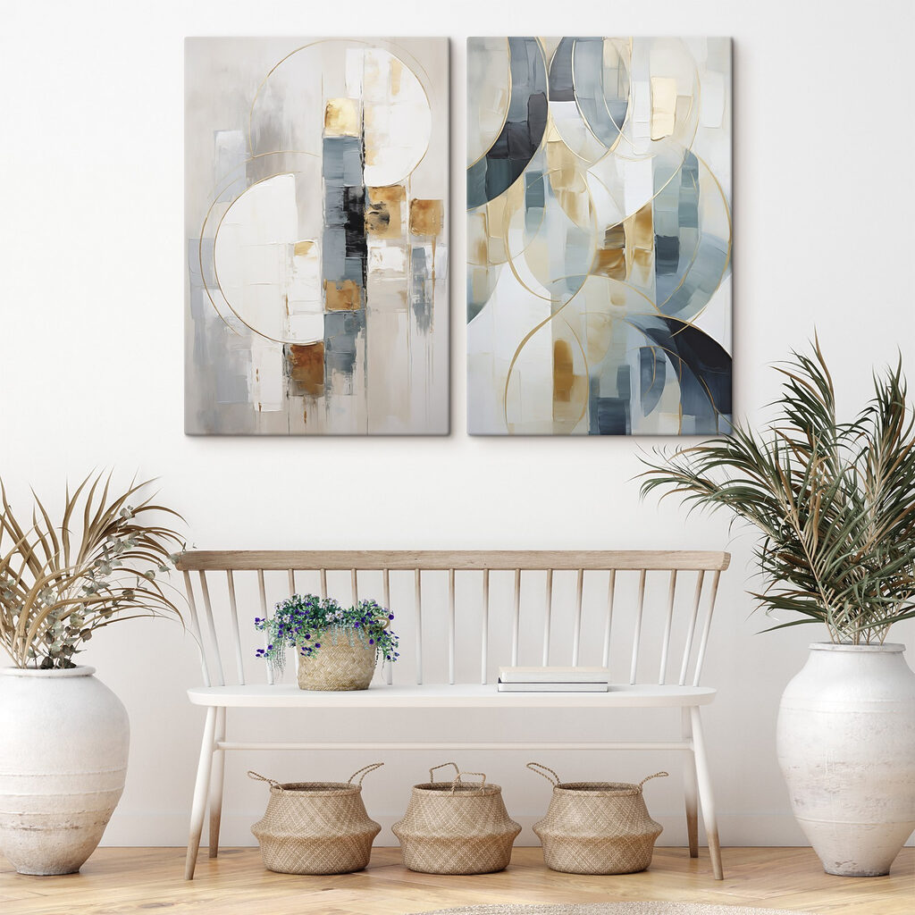 Twee schilderijen in verschillende kleuren — interieur 2
