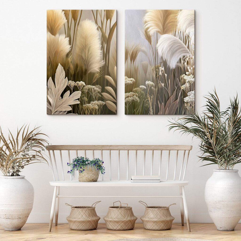 Collage van planten in een interieur