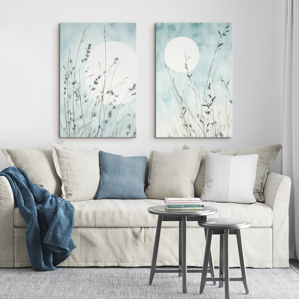 Schilderij van gras en de zon — interieur 2